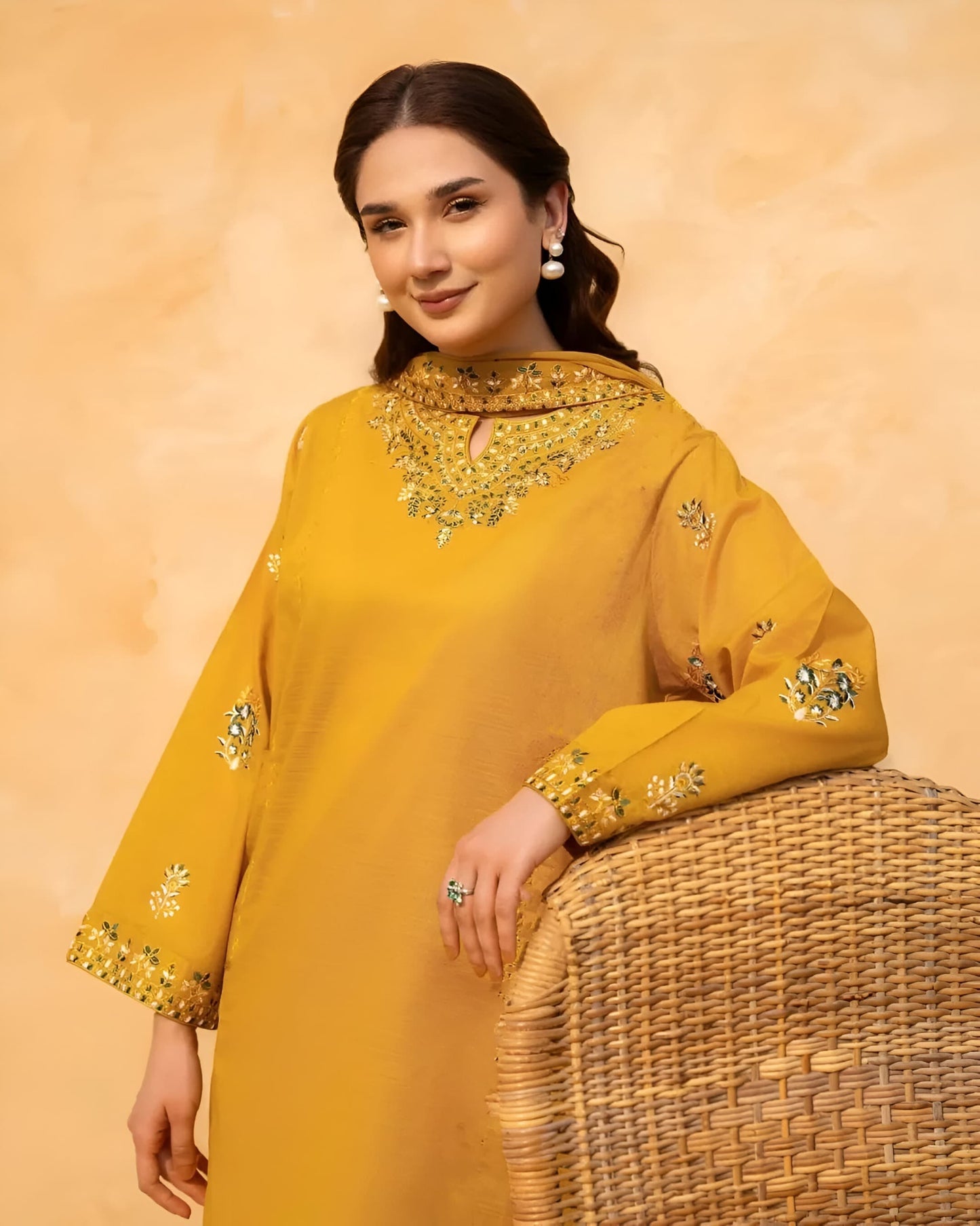 Sophisticated and Stylish Premium Cotton Embroidered -3 Piece Suit (ZOK-01501)